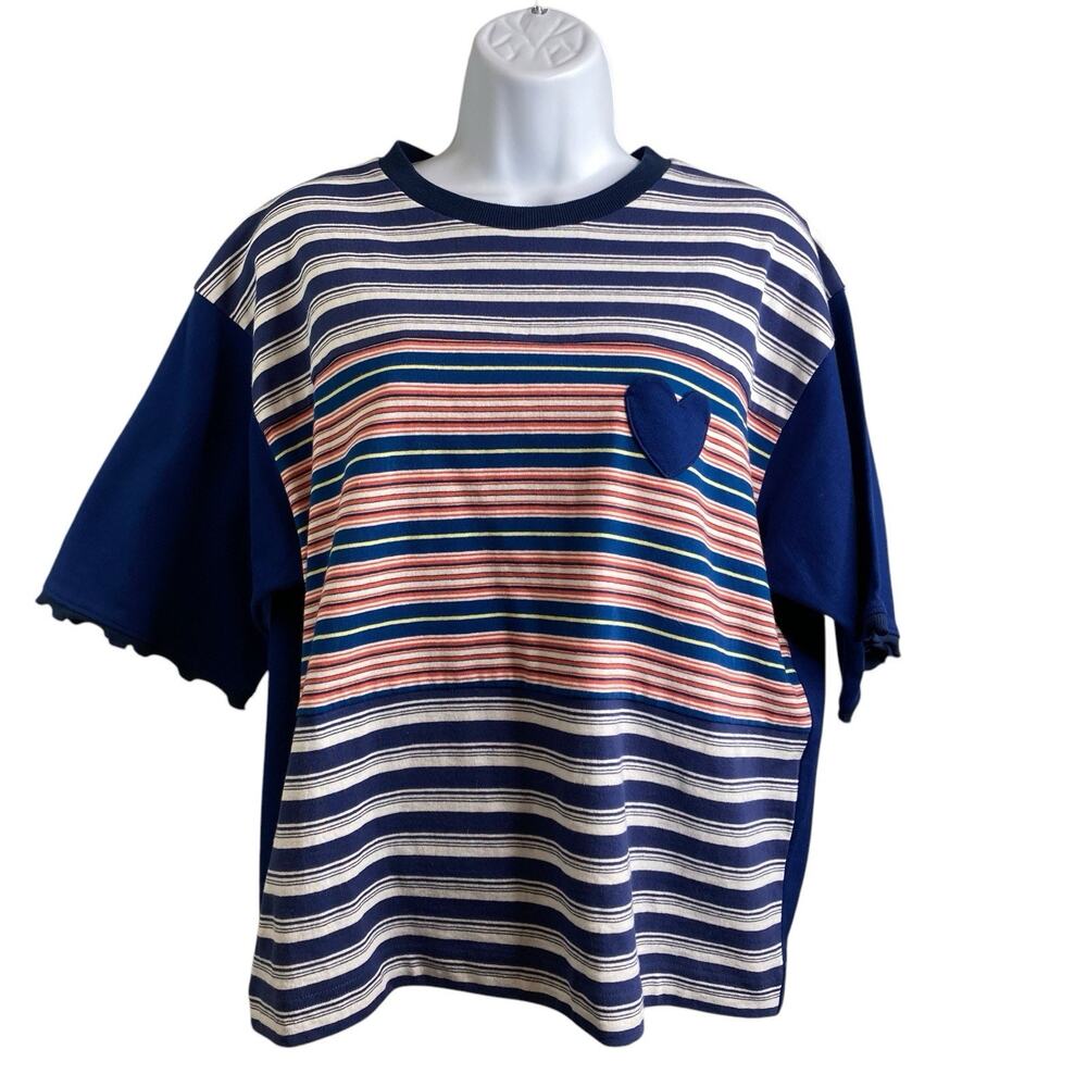 Muveil Women's Striped Top Size 40 Dreamland‎ Preppy Edgy Streetwear Japan Vibes